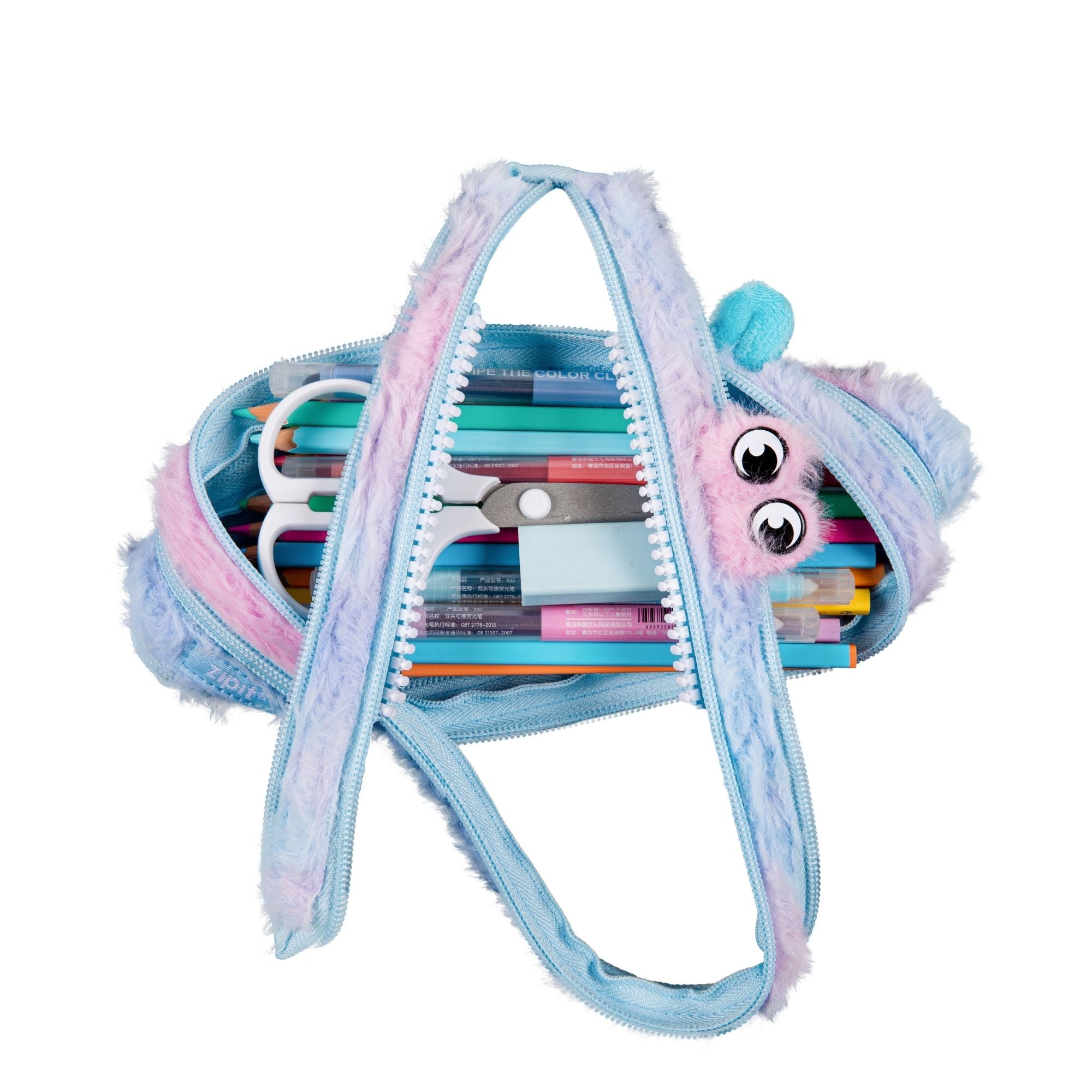 Estuche  Furry Monster Azul & Rosado