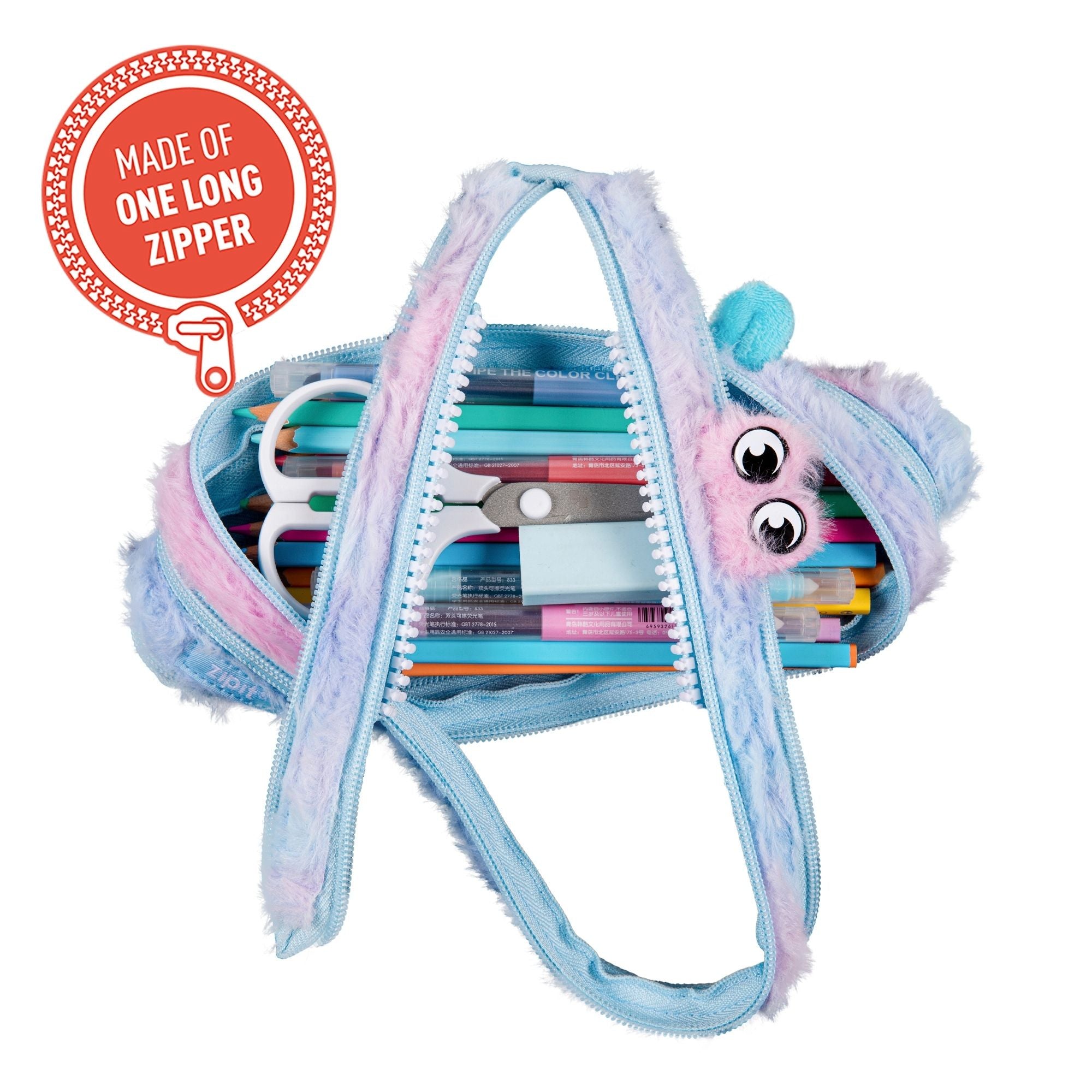 Estuche  Furry Monster Azul & Rosado