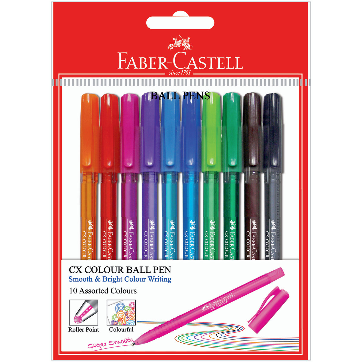 Bolígrafo Lápiz Pasta CX Faber-Castell x10 Colores