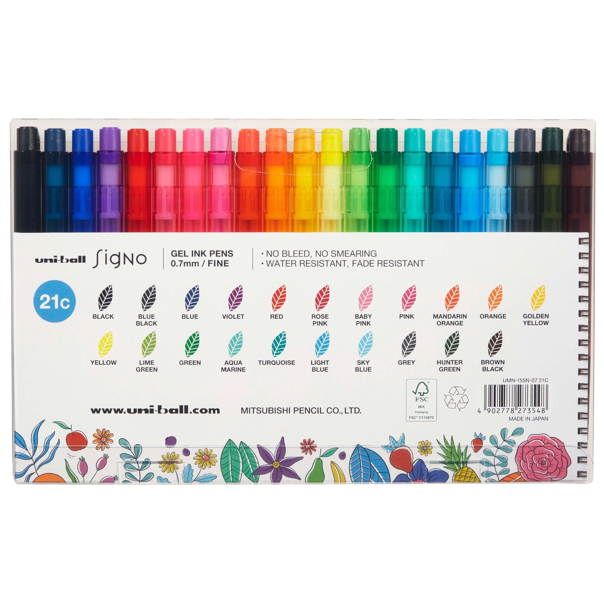 Set Bolígrafos Uniball UNI UM-155 Bujo x21 Colores