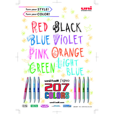 Lápices Gel Uniball Retráctiles Signo 207F x8 Colores