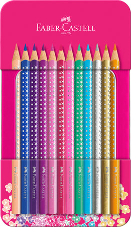 12 Lápices De Colores Sparkle + Estuche Faber-Castell